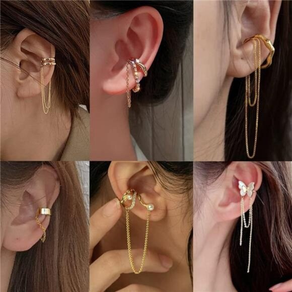 35 PCS Gold Silver Adjustable Ear Cuffs Earrings for Women Non-Piercing - Picture 4 of 8